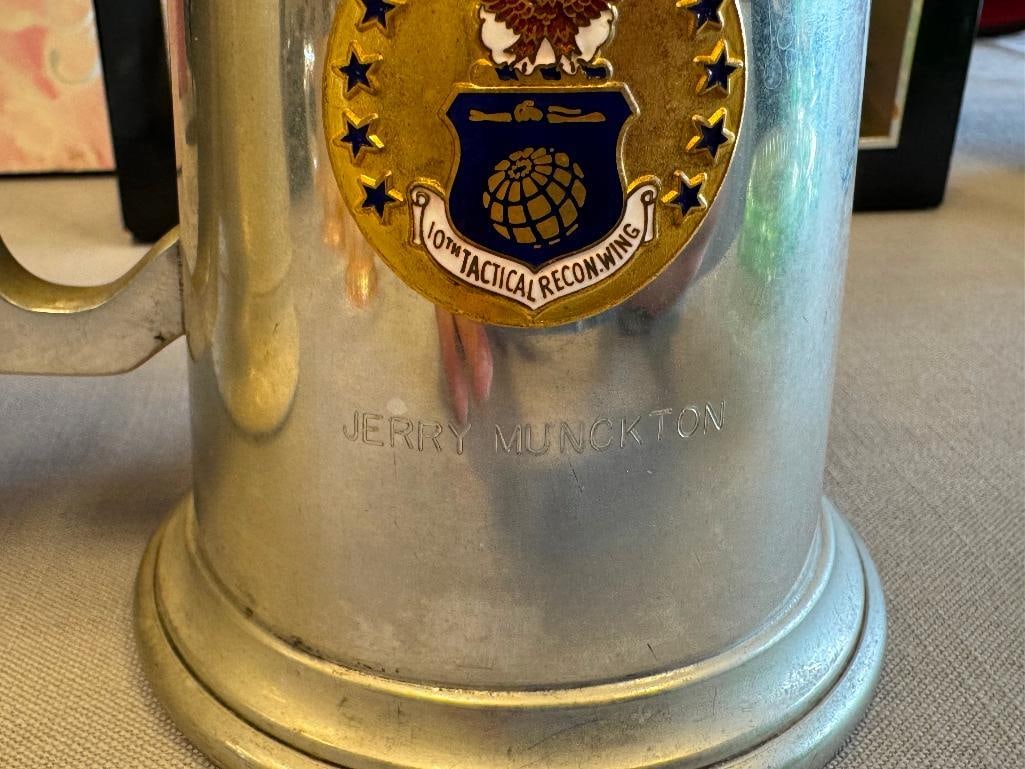 PEWTER AND CERAMIC MUGS UNIVERSITY OF CALIFORNIA DAVIS CAMPUS 10TH TACTICAL RECON WING - 10