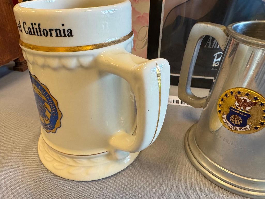 PEWTER AND CERAMIC MUGS UNIVERSITY OF CALIFORNIA DAVIS CAMPUS 10TH TACTICAL RECON WING - 6