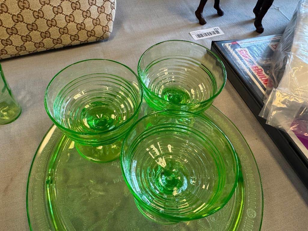 DEPRESSION ERA URANIUM GLASS BY ANCHOR HOCKING BRIGHT GLOW UNDER BLACKLIGHT - 13