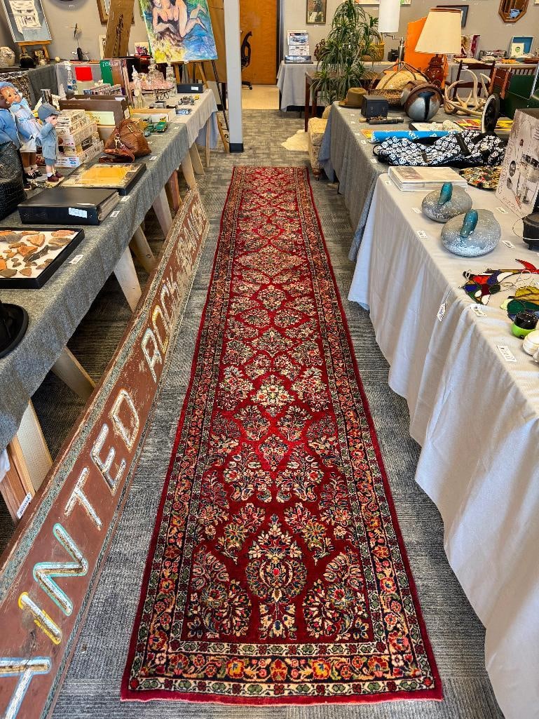 SEMI-ANTIQUE HAND WOVEN WOOL PILE PERSIAN SAROUK LONG HALLWAY COLOR - 3