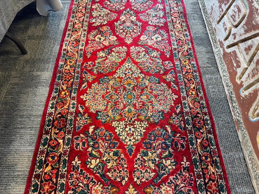 SEMI-ANTIQUE HAND WOVEN WOOL PILE PERSIAN SAROUK LONG HALLWAY COLOR - 7