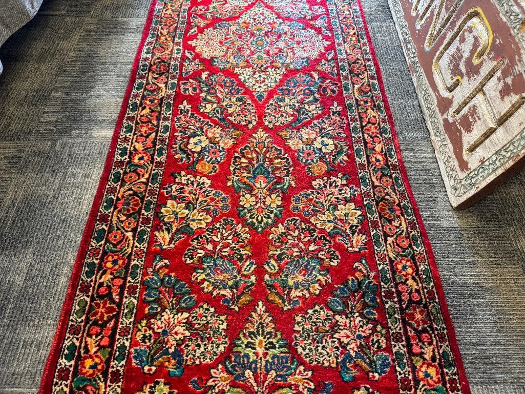 SEMI-ANTIQUE HAND WOVEN WOOL PILE PERSIAN SAROUK LONG HALLWAY COLOR - 8