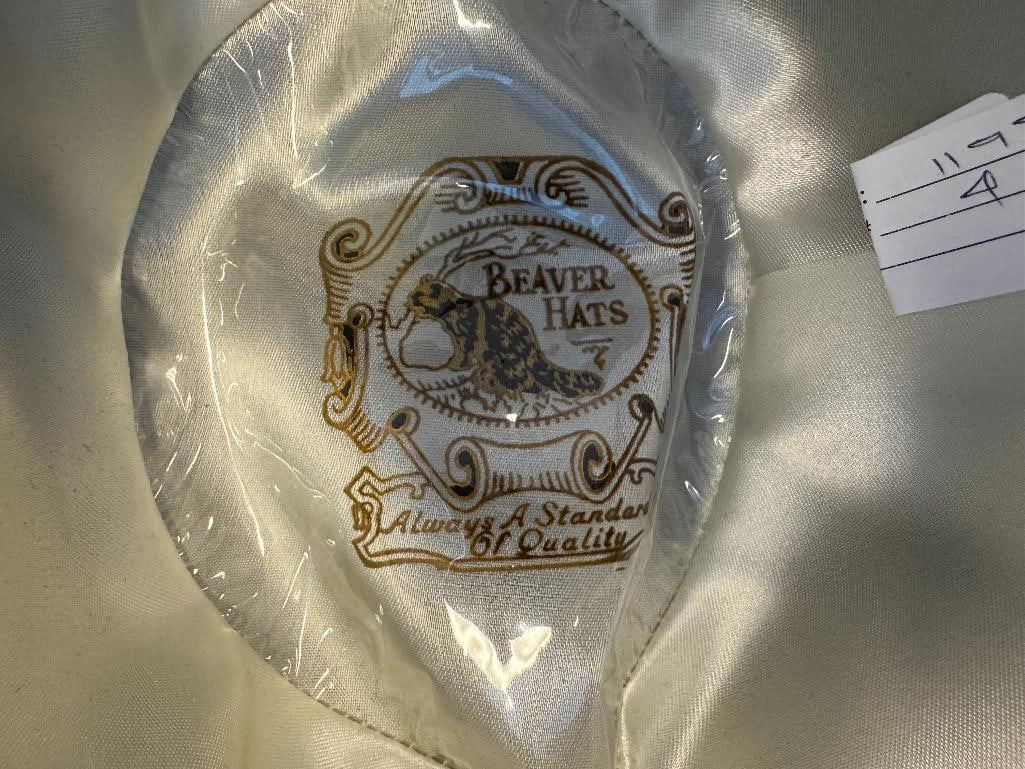 BEAVER HATS MAJOR BLACK WOOL FELT FEDORA WITH ORIGINAL HAT BAND SIZE 7 - 5