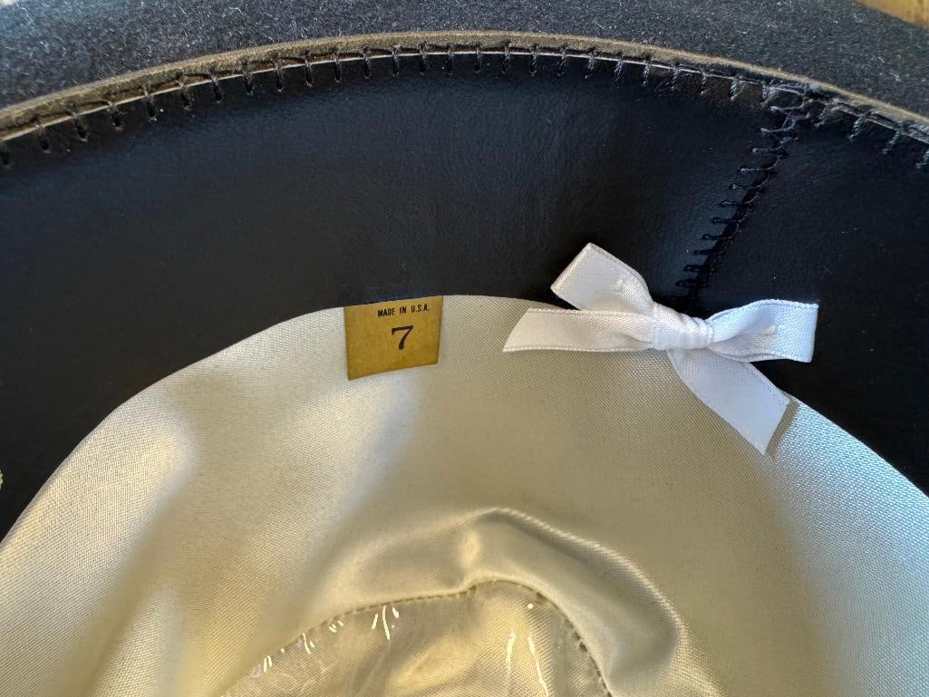 BEAVER HATS MAJOR BLACK WOOL FELT FEDORA WITH ORIGINAL HAT BAND SIZE 7 - 6