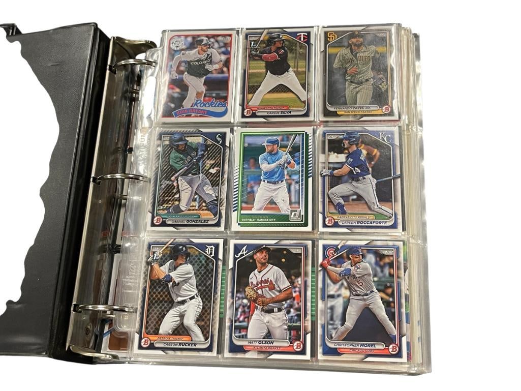 OVER 700 ASSORTED BASEBAL CARDS FROM 1980'S, 1990'S, AND 2000'S: BINDER INCLUDED