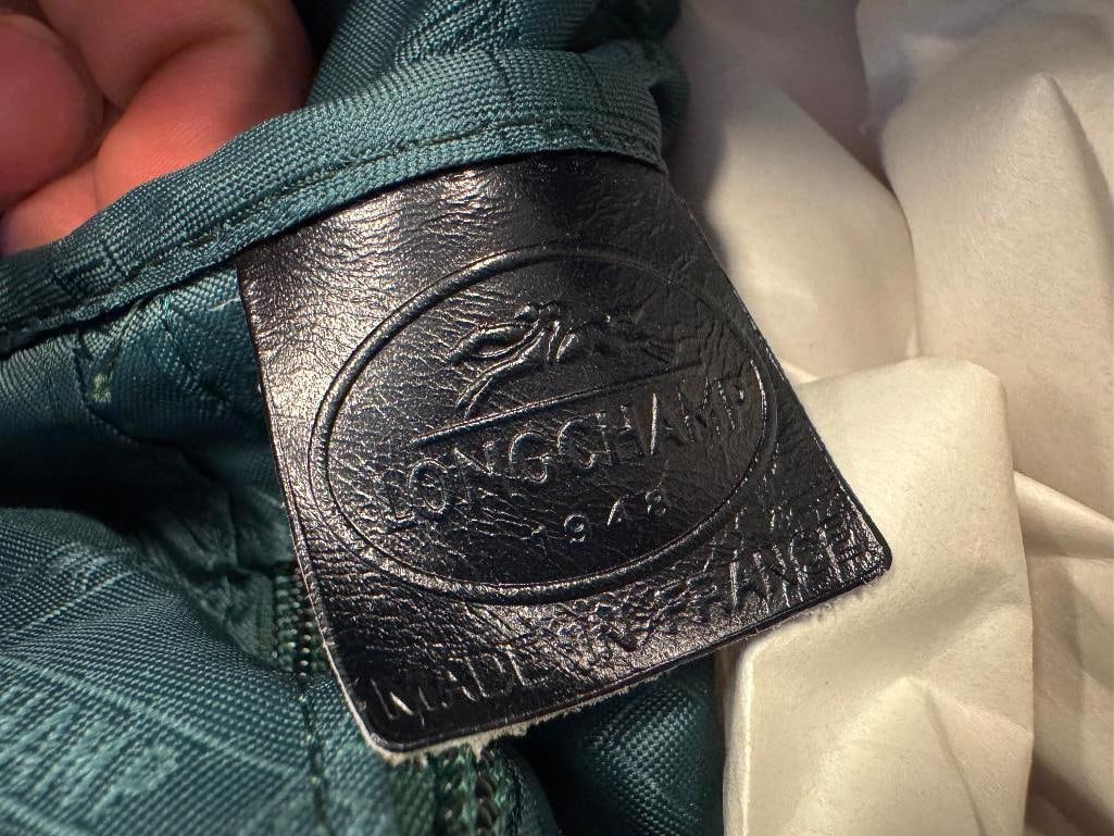 LONGCHAMP ALLIGATOR GRAIN BLUE LEATHER TOTE MADE IN FRANCE - 7