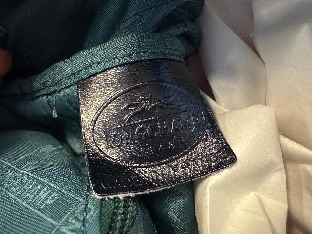 LONGCHAMP ALLIGATOR GRAIN BLUE LEATHER TOTE MADE IN FRANCE - 8