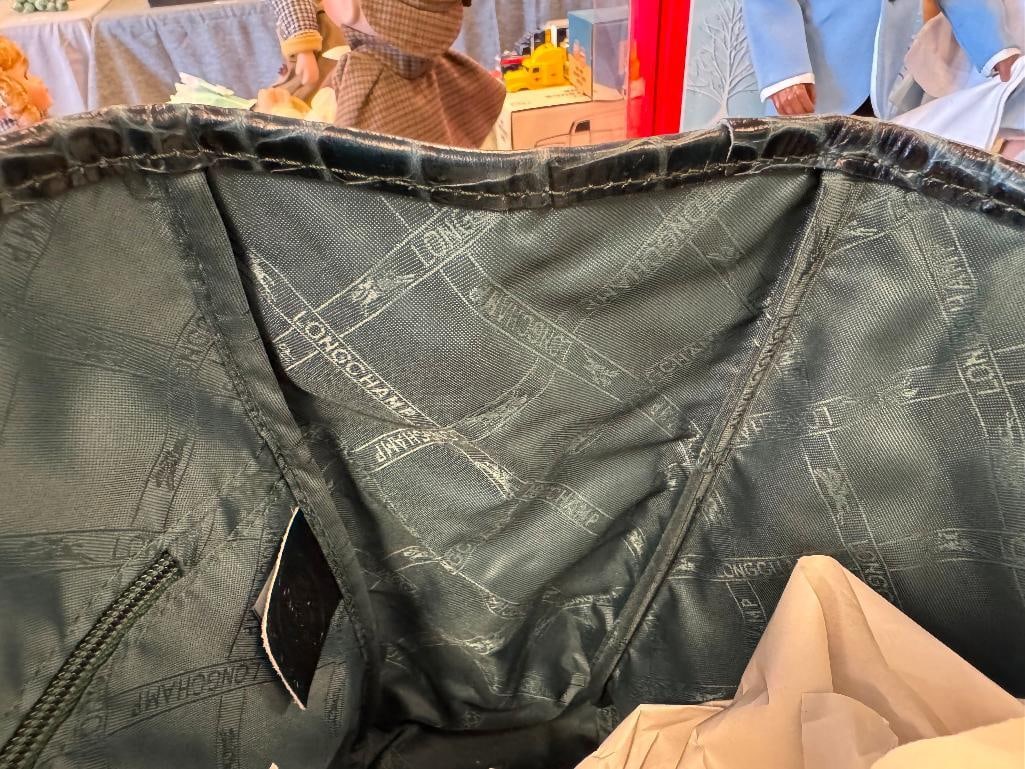 LONGCHAMP ALLIGATOR GRAIN BLUE LEATHER TOTE MADE IN FRANCE - 9