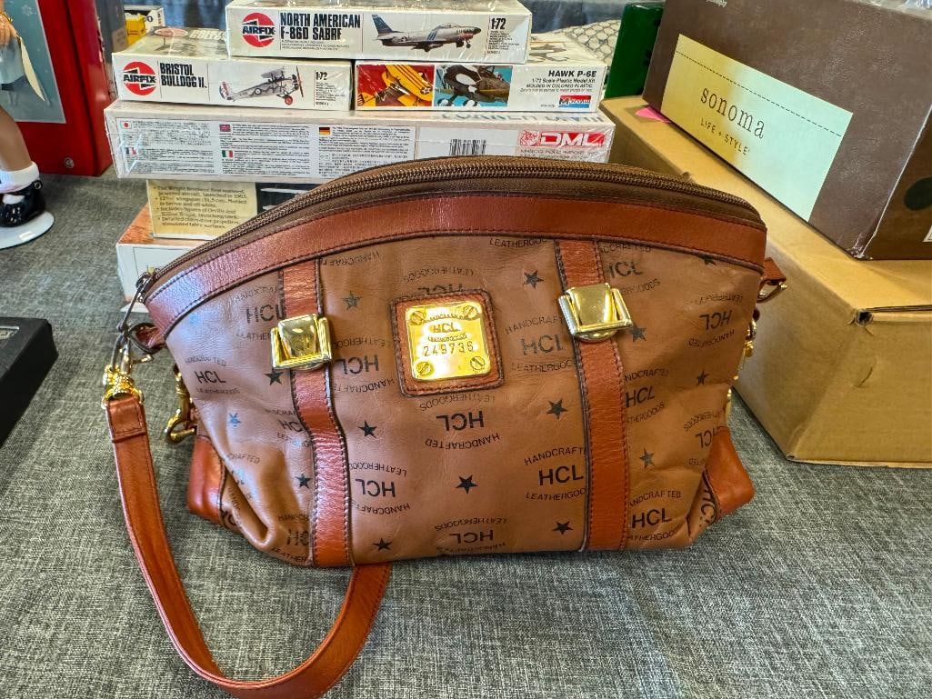 VINTAGE HCL HAND CRAFTED LEATHER GOODS BROWN LEATHER SATCHEL SERIAL 249736 - 5