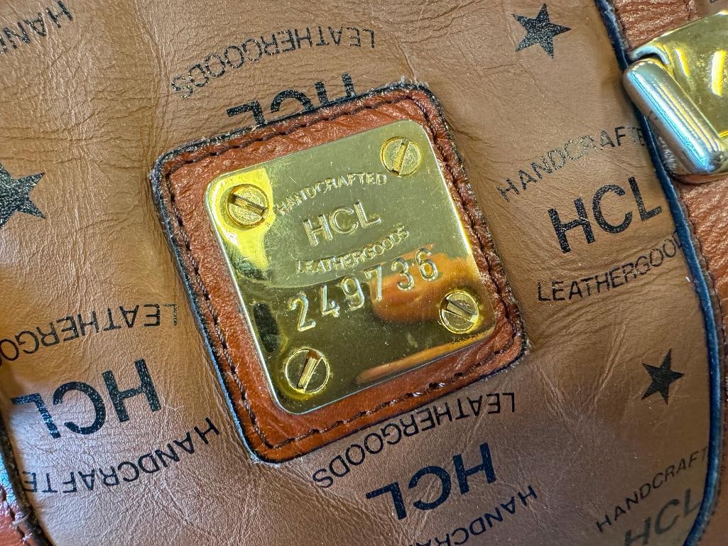 VINTAGE HCL HAND CRAFTED LEATHER GOODS BROWN LEATHER SATCHEL SERIAL 249736 - 6