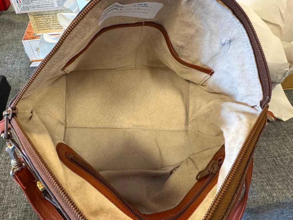 VINTAGE HCL HAND CRAFTED LEATHER GOODS BROWN LEATHER SATCHEL SERIAL 249736 - 9