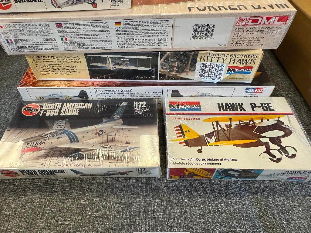 SIX AIRCRAFT MODEL KITS AIRFIX, MONOGRAM, DML, HOBBY BOSS, 1/72 AND 1/48 SCALE - 3