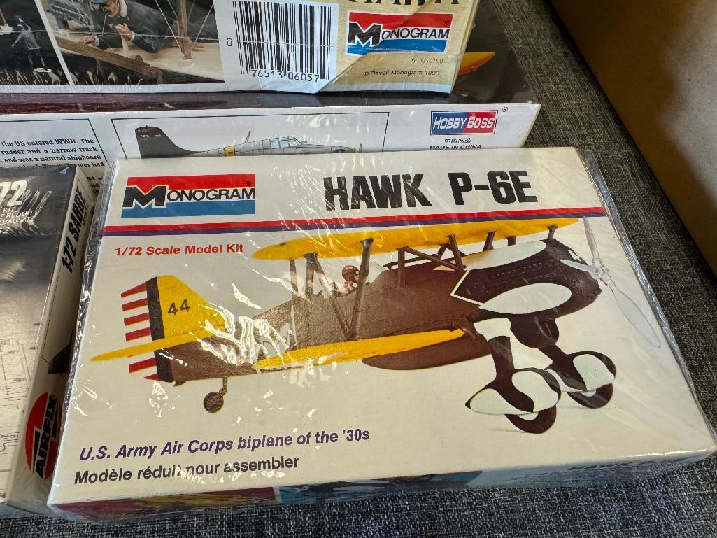 SIX AIRCRAFT MODEL KITS AIRFIX, MONOGRAM, DML, HOBBY BOSS, 1/72 AND 1/48 SCALE - 4