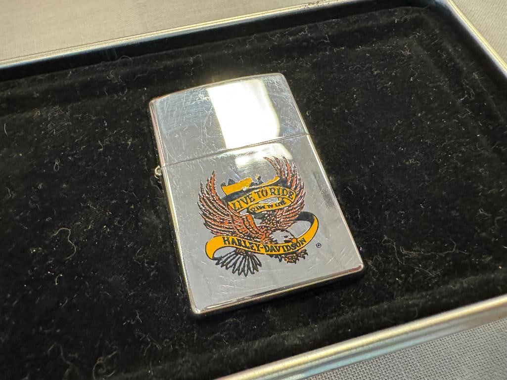 ZIPPO ADVERTISMENT LIGHTERS HARLEY DAVIDOSON, MILLER LITE, AND NASCAR MARK MARTIN - 12