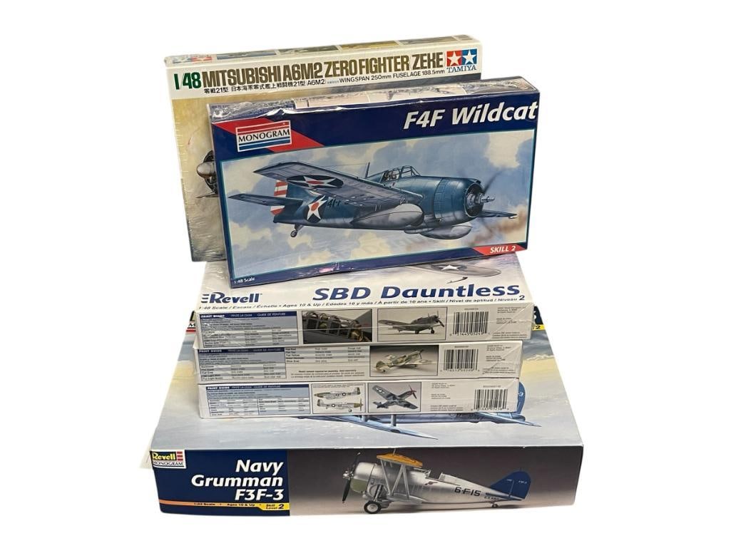 SIX WWI / WWII AIRCRAFT PLASTIC KIT MODELS REVELL, MONOGRAM, TAMIYA 1/32 AND 1/48 SCALE (1 of 6)