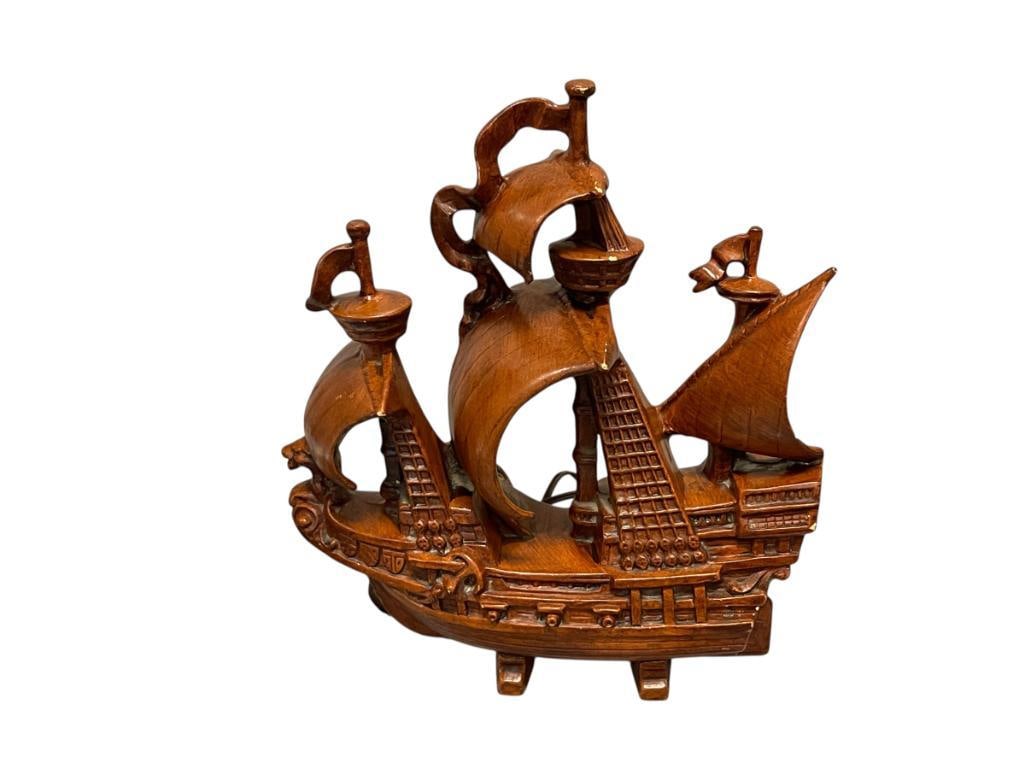 1950'S MID-CENTURY MADDUX OF CALIFORNIA POTTERY SAILING SHIP TV LAMP (1 of 5)