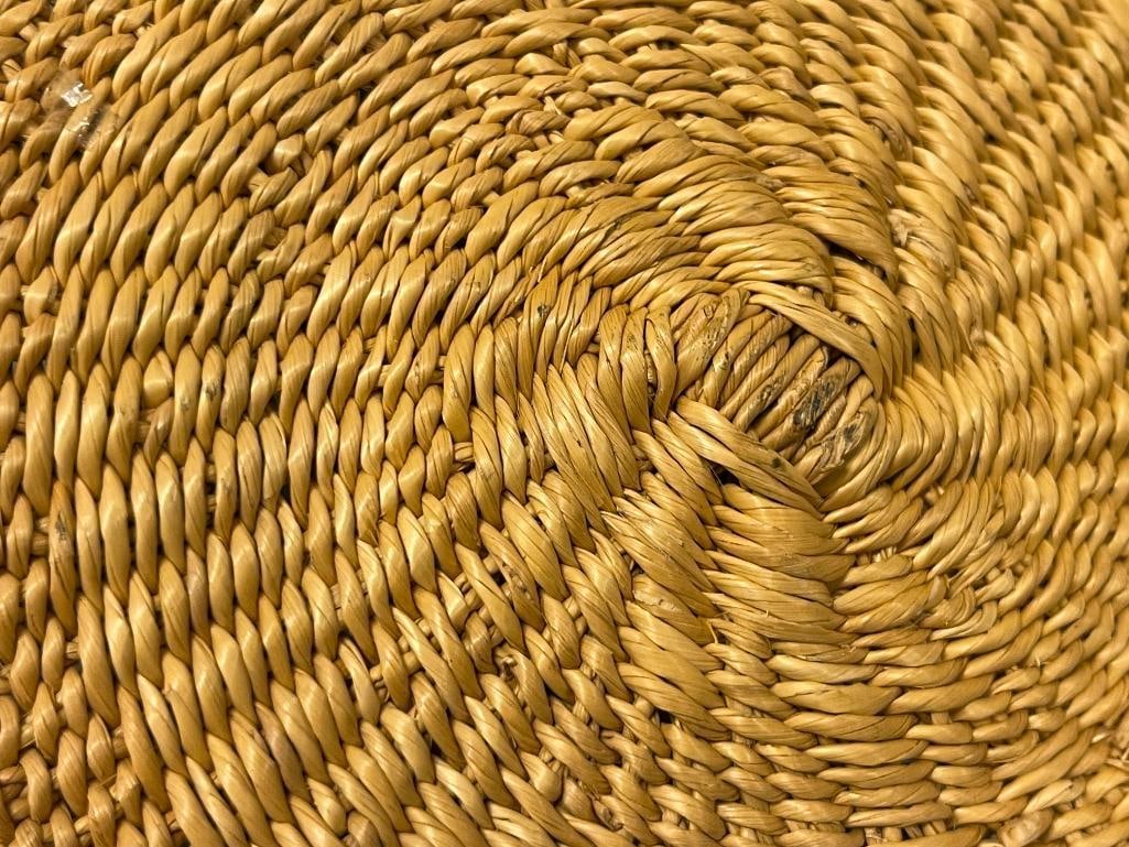 GHANA BOLGA HAND WOVEN AFRICAN BASKET WITH LEATHER WRAPPED HANDLE - 7