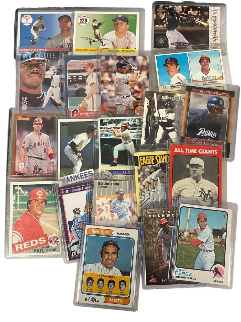 20 SSORTED MLB BASEBALL GREATS PLAYER SPORT CARDS TONY PEREZ, NOLAN RYAN, PETE ROSE, YOGI BERRA (1 of 11)