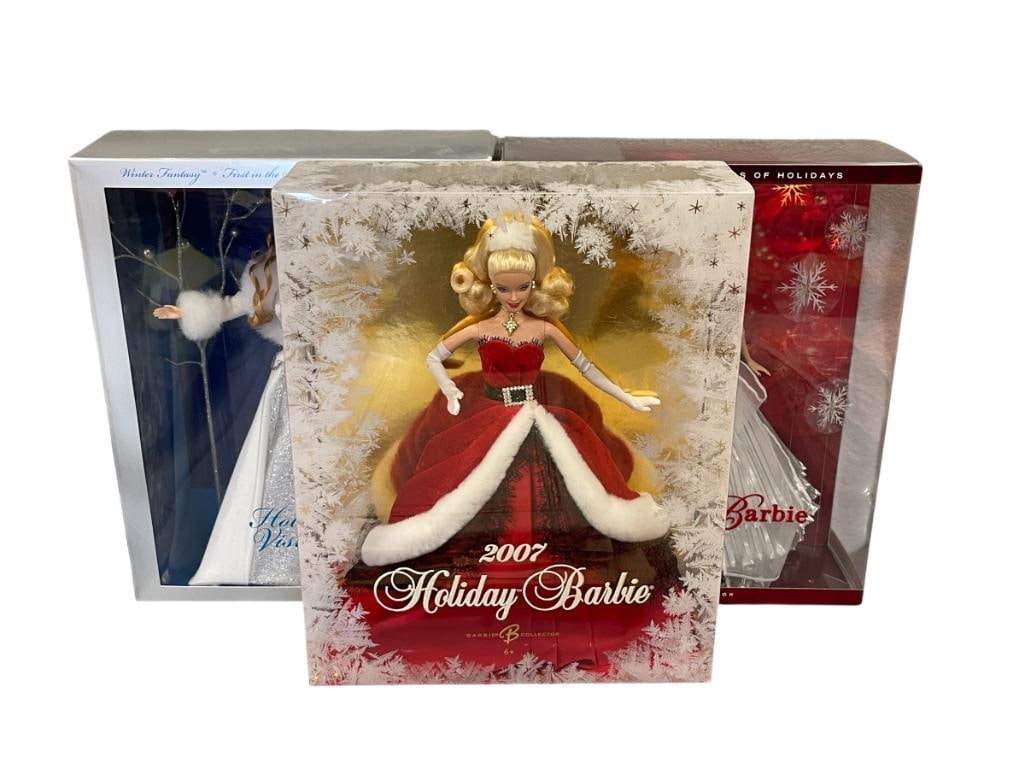 2003 WINTER FANTASY, 2007, AND 2008 CELEBRATING 20 YEARS BARBIE HOLIDAY DOLLS BY MATTEL (1 of 10)