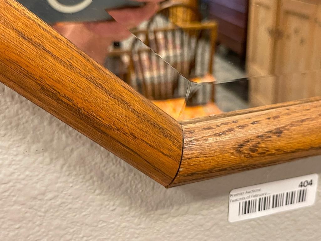 OAK FRAMED OCTAGONAL BEVELED MIRROR - 3