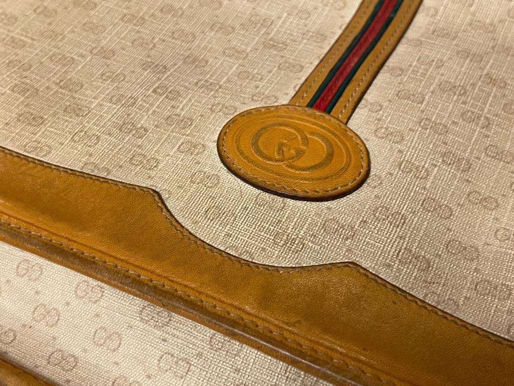 GUCCI GG MICRO MONOGRAM COATED CANVAS AND LEATHER TRIM SHOULDER BAG - 3