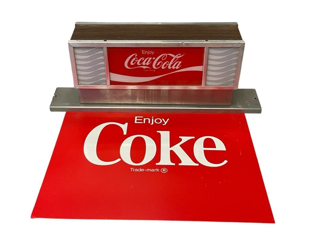 VINTAGE COCA COLA TIN SIGN AND FOUNTAIN TOPPER ILLUMINATING SIGN (1 of 6)