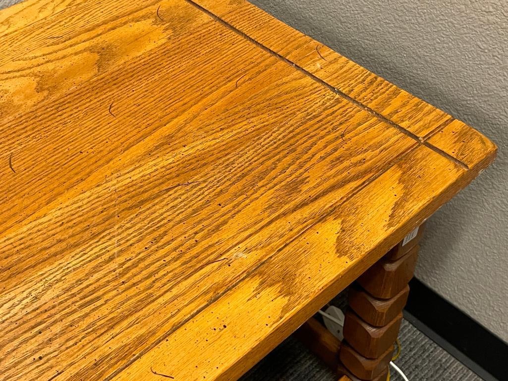 COLONIAL STYLE RECTANGULAR OAK SIDE TABLE - 3