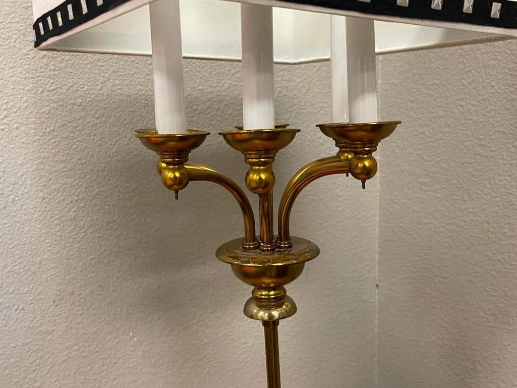 STIFFEL STYLED BRASS AND FACETED GLASS TALL TABLE LAMP - 6