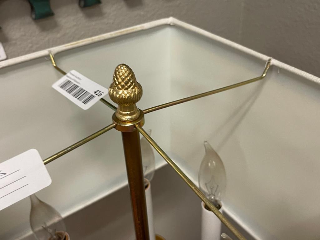 STIFFEL STYLED BRASS AND FACETED GLASS TALL TABLE LAMP - 8