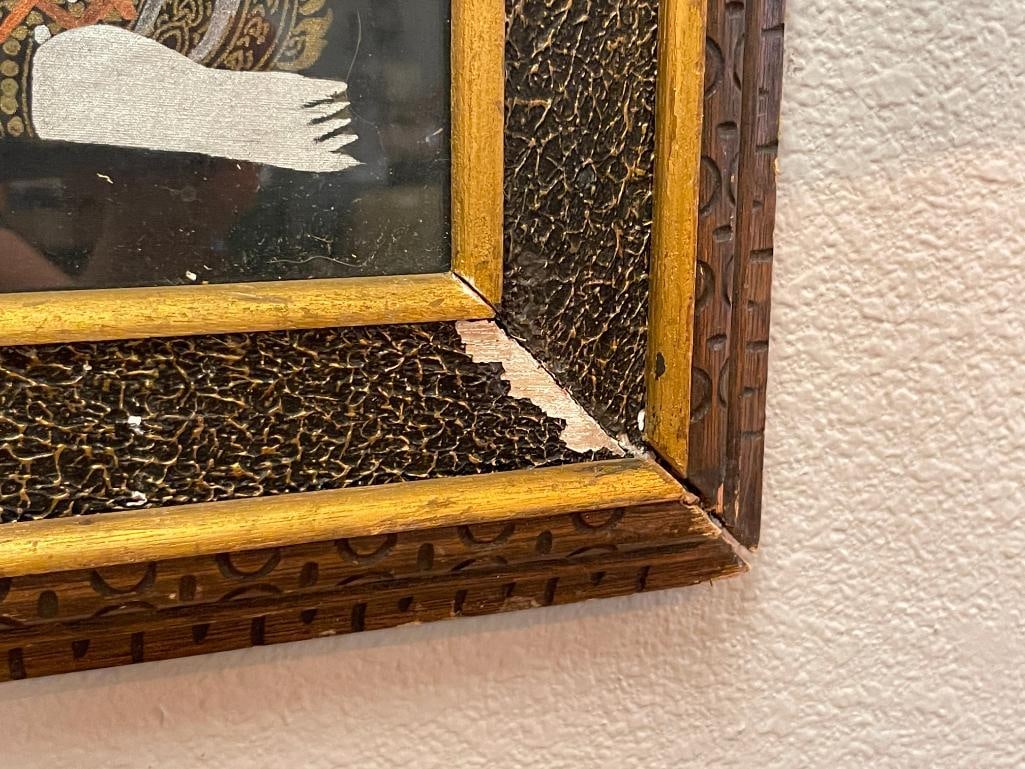 VINTAGE THAI SILK PAINTING OF TWO SEATED FEMALE FIGURES - 6