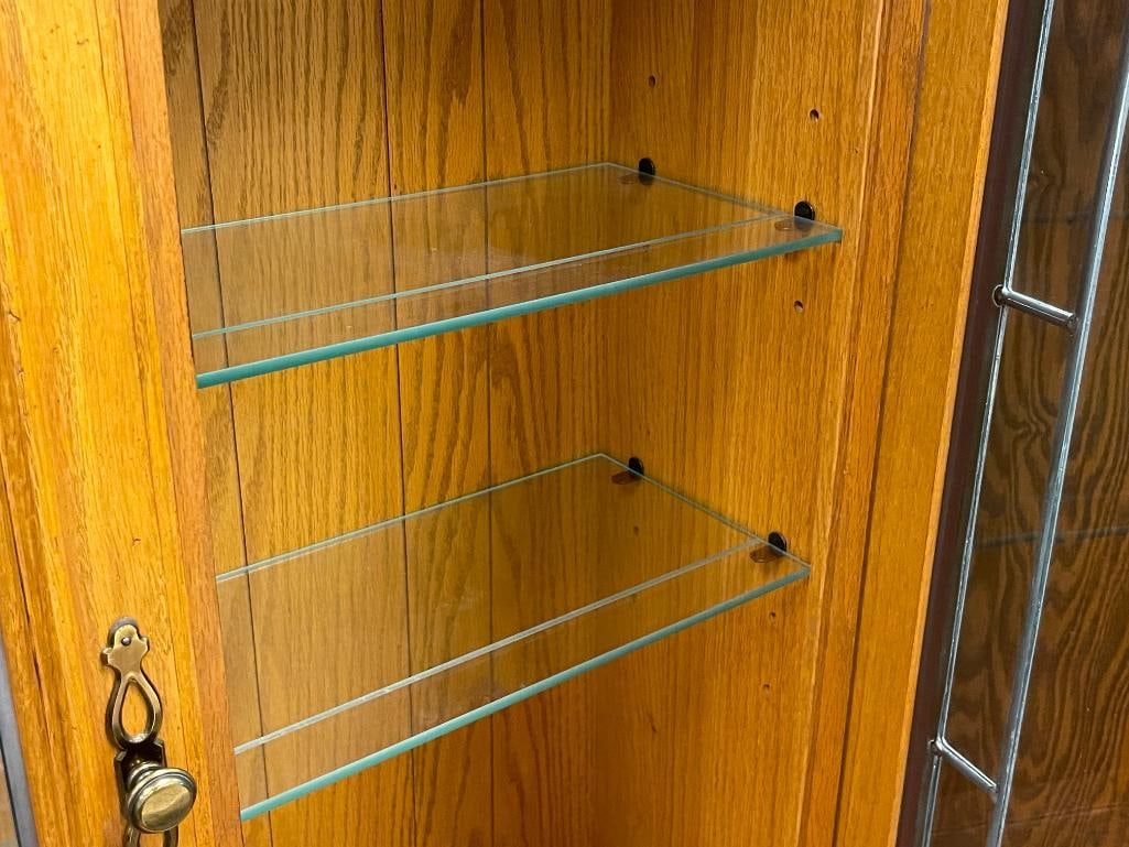 ETHAN ALLEN OAK DROP FRONT SECRETARYS DESK WITH BOOKCASE TOP - 11