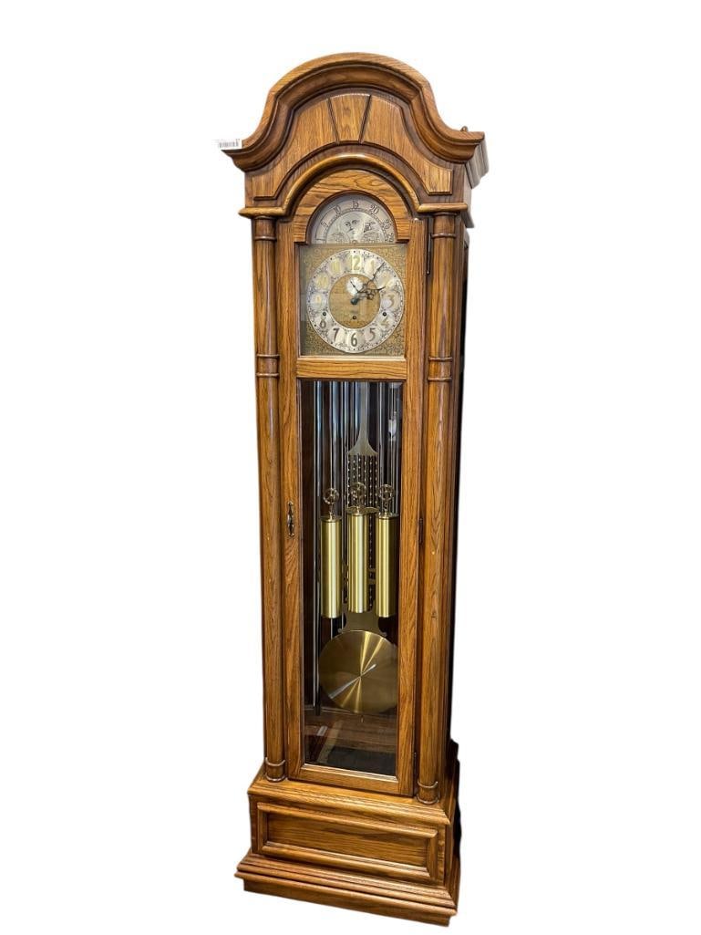1990'S RIDGEWAY 9-TUBE MOONFACE MODEL 175 COUNTRY STYLE GRANDFATHER CLOCK (1 of 14)