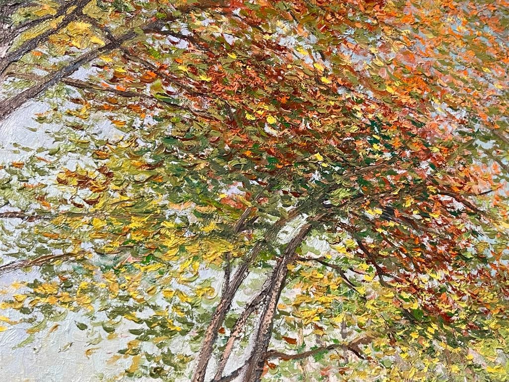 MILES SCHAEFER AMERICAN LANDSCAPE ARTIST LARGE ORIGINAL OIL ON CANVAS TITLED SPRING REFLECTIONS - 5