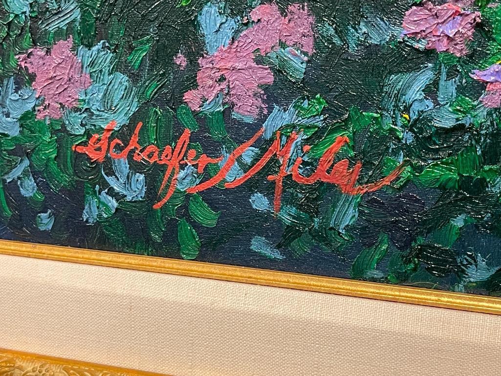 MILES SCHAEFER AMERICAN LANDSCAPE ARTIST LARGE ORIGINAL OIL ON CANVAS TITLED SPRING REFLECTIONS - 6