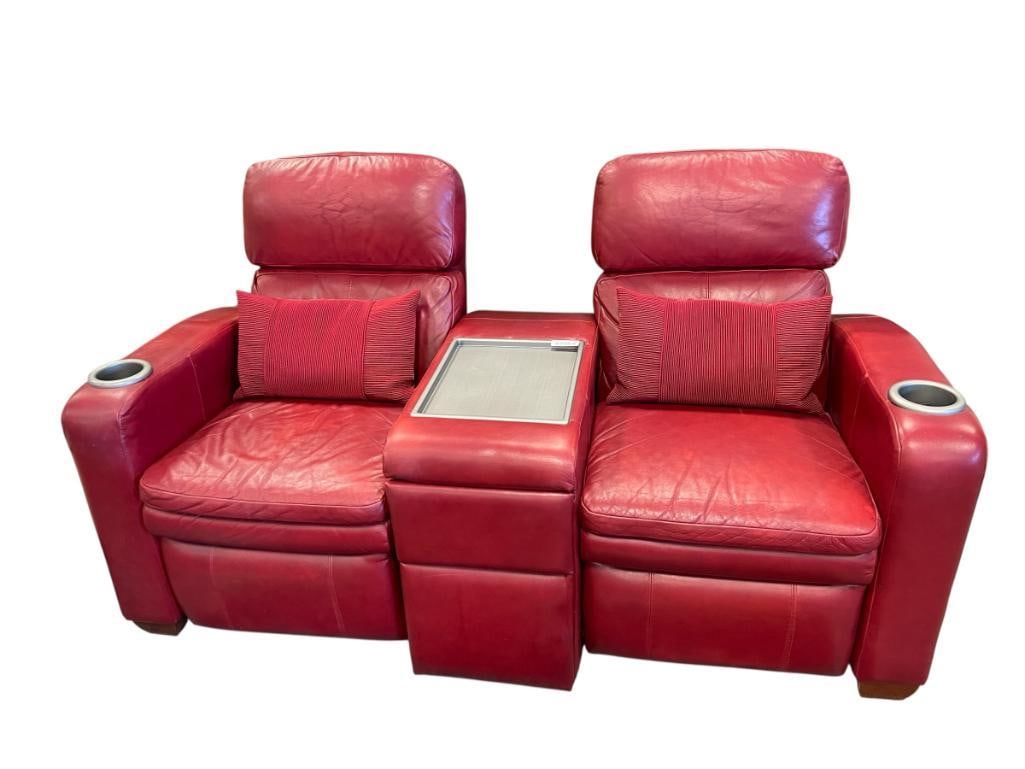 LA-Z-BOY RED LEATHER 3-PIECE RECLINING THEATRE CHAIRS SET (1 of 11)