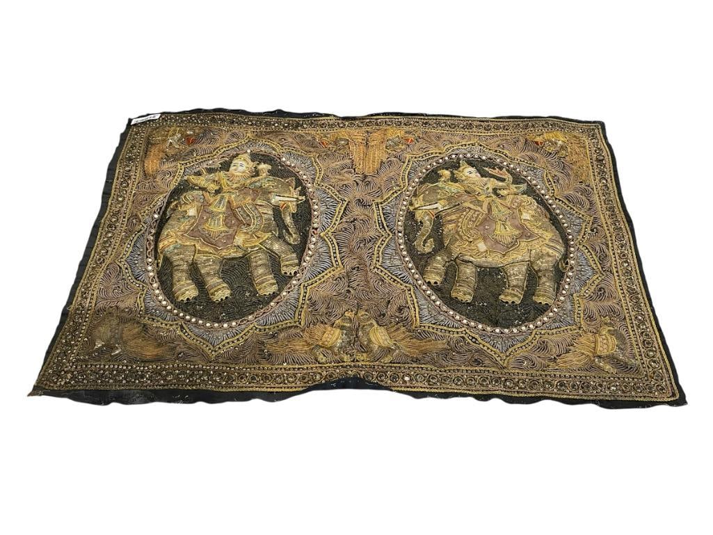 20TH CENTURY BURMESE KALAGA TAPESTRY HAND CRAFTED ART FROM MYANMAR APPLIQUE WORK (1 of 8)