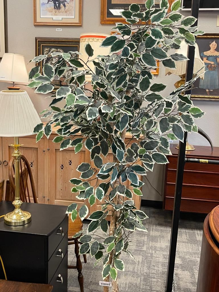 SILK FICUS INDOOR DECOR TREE IN WICKER BASKET - 2