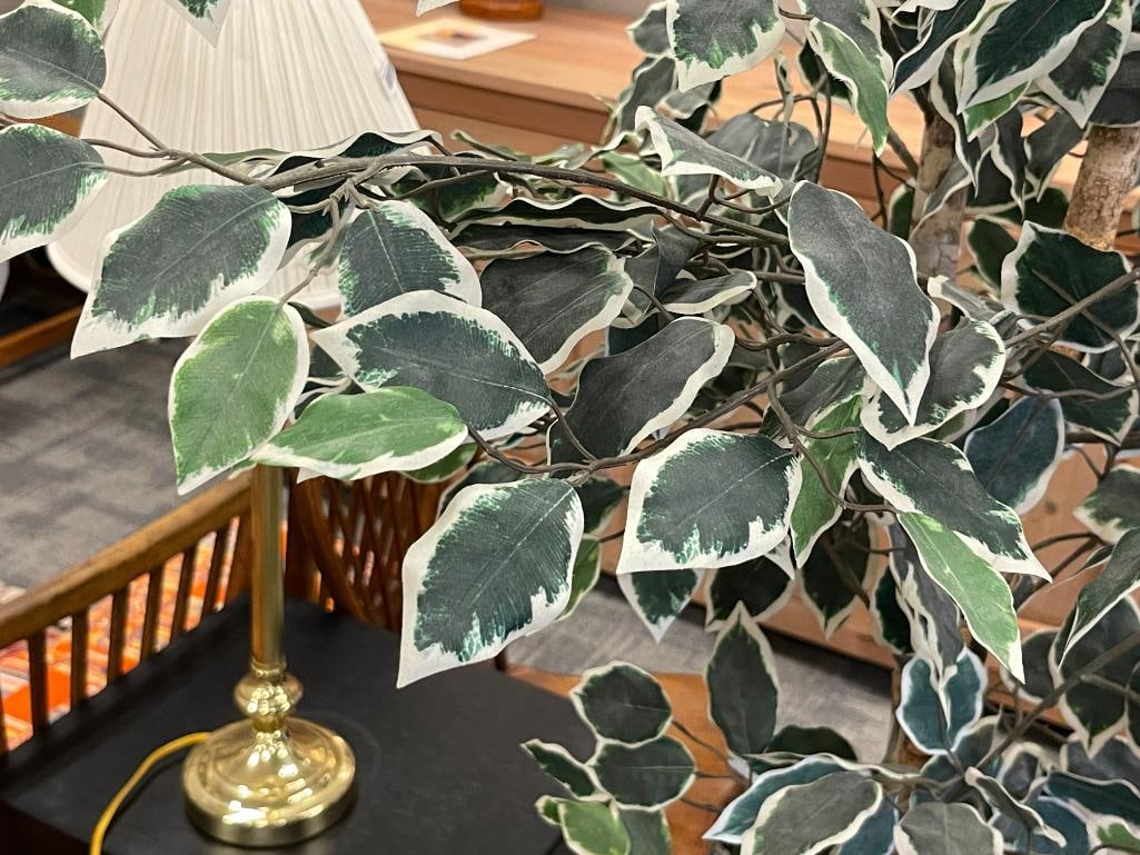 SILK FICUS INDOOR DECOR TREE IN WICKER BASKET - 3