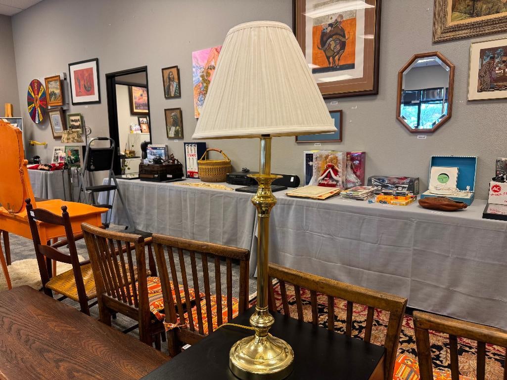 STIFFEL STYLE BRASS CANDLESTICK STYLED TABLE LAMP - 2