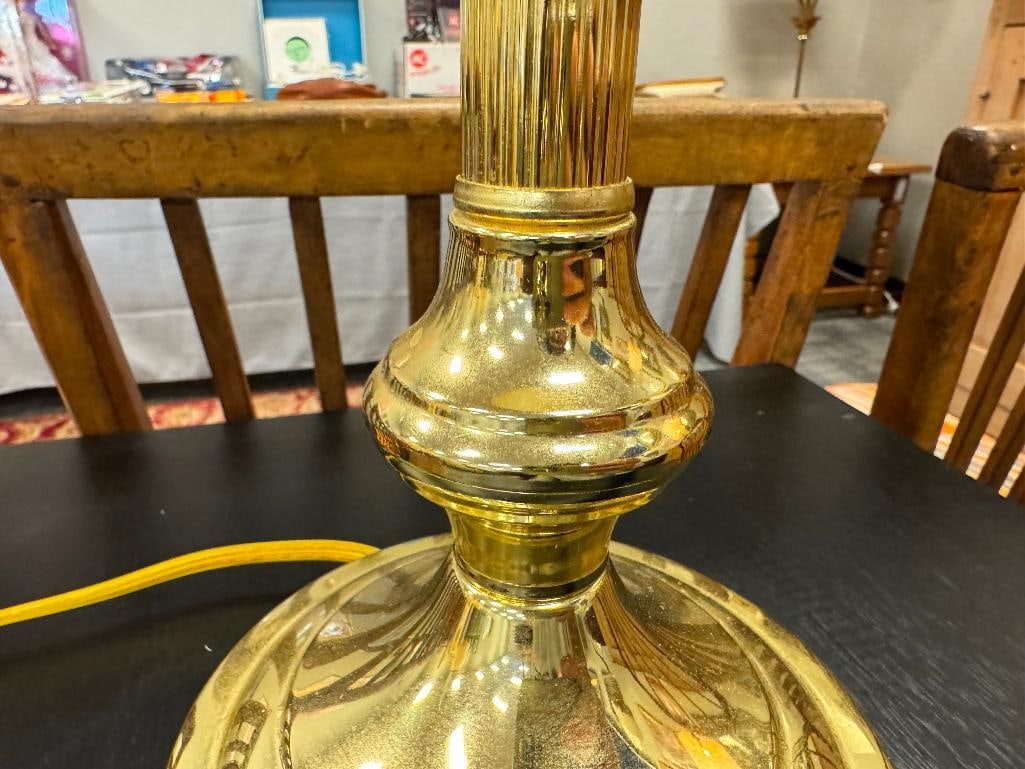 STIFFEL STYLE BRASS CANDLESTICK STYLED TABLE LAMP - 4