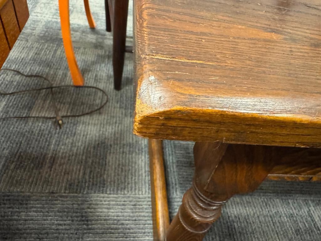 20TH CENTURY GRAND RAPIDS CHAIR CO SOLID OAK EDWARDIAN STYLE STORAGE BENCH - 4