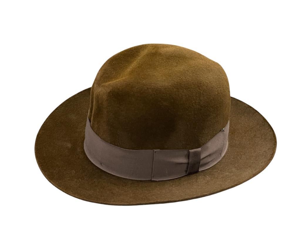MALLORY BROWN WOOL FELT FEDORA SIZE 7 1/8 (1 of 9)