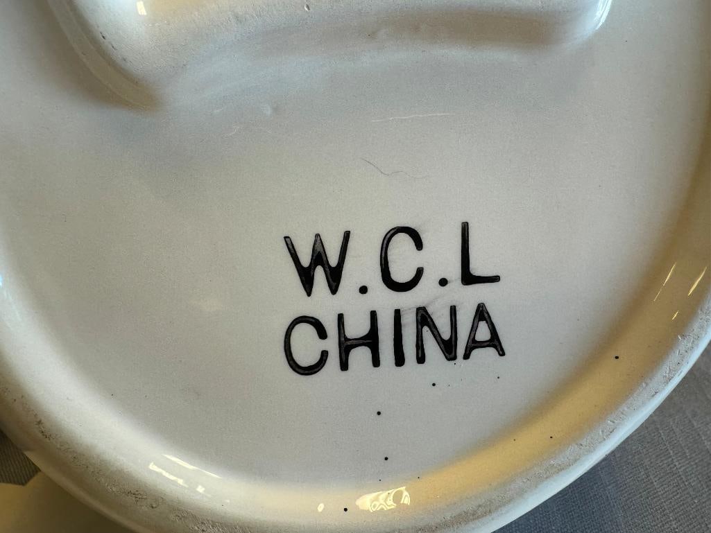 TWO CERAMIC HAND PAINTED BUNNY MOTIF COOKIE JARS INCLUDING ONE BY W.C.L. CHINA - 10