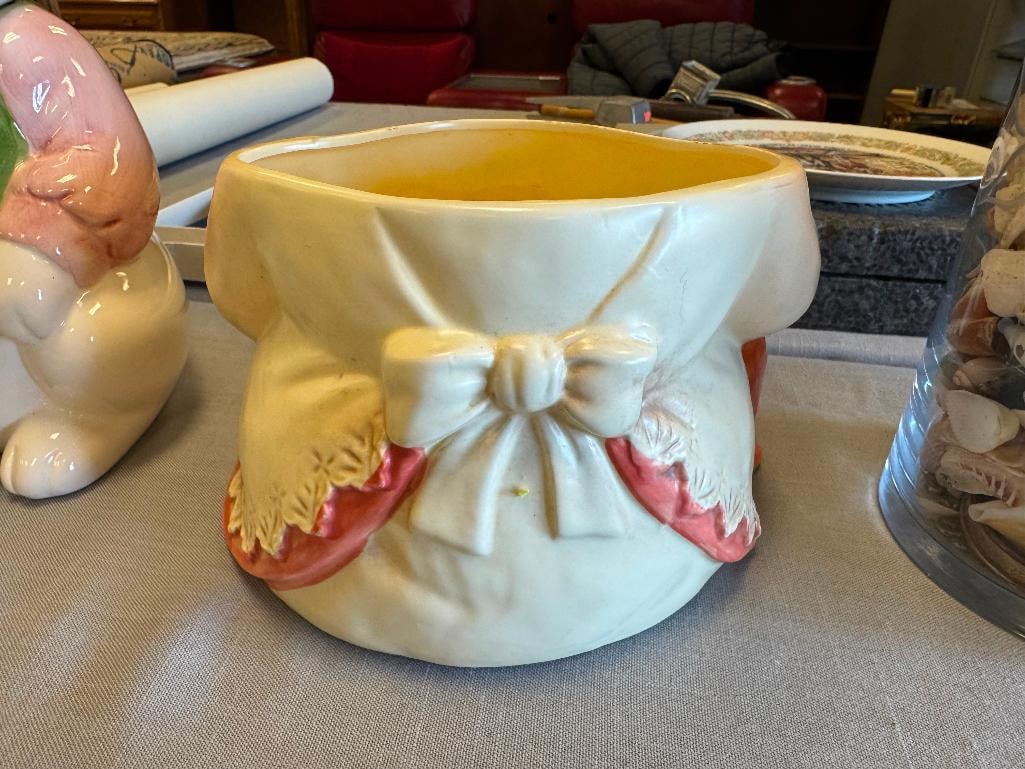 TWO CERAMIC HAND PAINTED BUNNY MOTIF COOKIE JARS INCLUDING ONE BY W.C.L. CHINA - 16