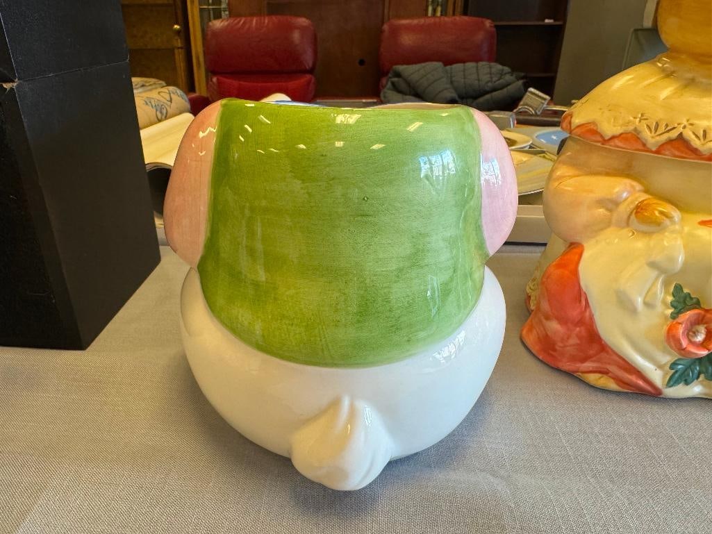 TWO CERAMIC HAND PAINTED BUNNY MOTIF COOKIE JARS INCLUDING ONE BY W.C.L. CHINA - 8