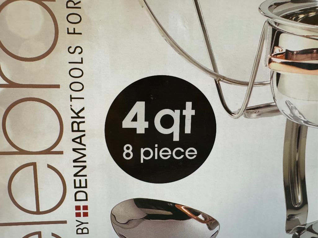 NEW IN BOX CELEBRATIONS BY DENMARK STAINLESS STEEL CHAFING DISH SET - 4