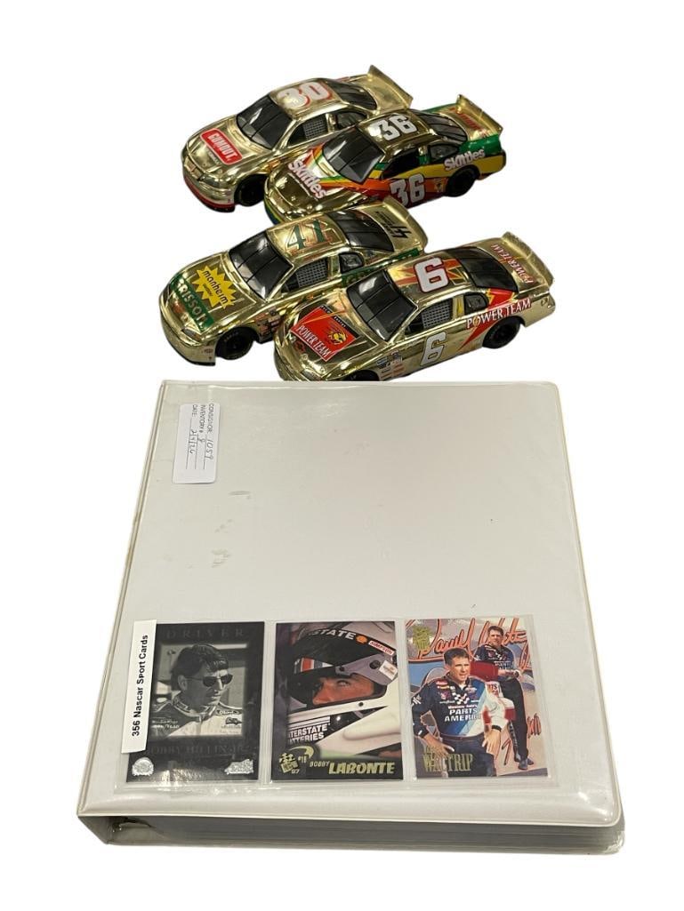 356 COLLECTIBLE NASCAR SPORTS CARDS AND FOUR GOLD TONE RACING CHAMPIONS DIE-CAST NASCAR RACE CARS (1 of 20)