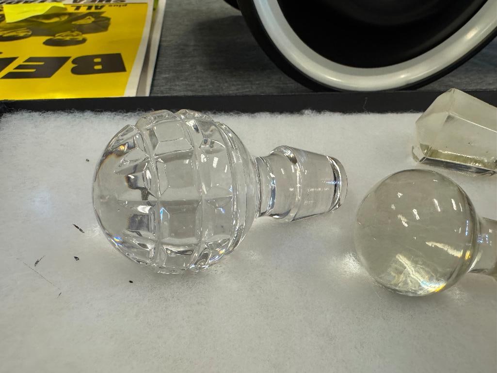 COLLECTIBLE GLASS AND CRYSTAL DECANTER TOPPERS INCLUDING VARIOUS SHAPES AND SIZES - 6