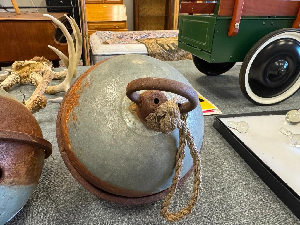 PAIR OF VINTAGE RUSTIC LARGE JINGEL BELLS WITH ROPE TIES - 4