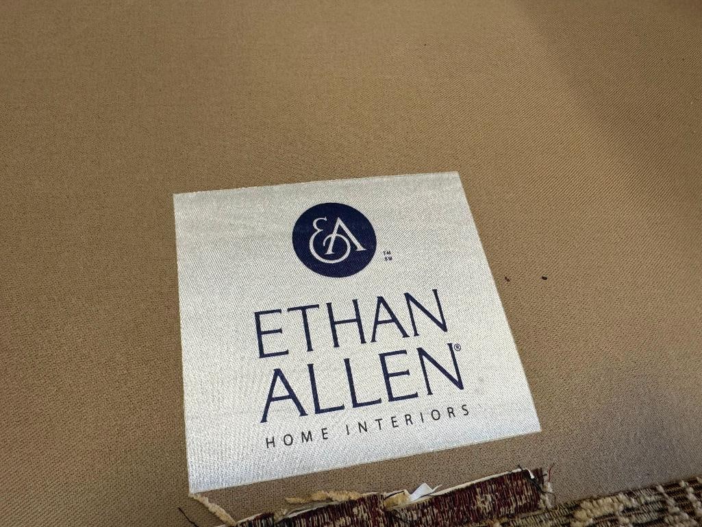 ETHAN ALLEN DESIGNER TRADITIONAL STYLE UPHOLSTERED ACCENT CHAIR FEATURING BROCADE FABRIC - 4